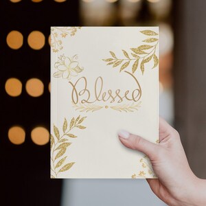 Blessed Hardcover Prayer and Writing Journal, Cute Gold Accented Sketchbook, Aesthetic Gift for Her