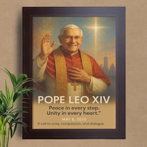 Pope Leo XIV Artwork, Catholic Wall Art, Christian Gifts, Inspirational Papal Religious Wall Art, Catholic Decor,