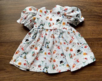 Snowman Christmas Doll Dress - Fits any 18in Doll  - Snowmen dress  - Fits American Girl Doll hook and loop closure
