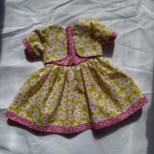 Flower Sun Dress and Jacket - 18in Doll  -  Fits American Girl Doll - Removable jacket