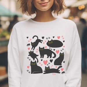 Heavy Blend Crewneck Sweatshirt, Cozy Sweatshirt, Beautiful Kitty Sweater, Custom Design, Kitty Cat Shirt, Gift Idea, Cuddly Cat Shirt
