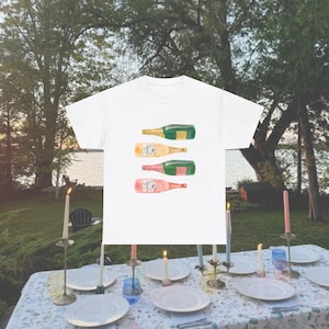 Champagne Bottle T-Shirt, Watercolor Champagne Tee, Brunch Shirt, Bubbly Lover Gift, Fun Graphic Tee for Women