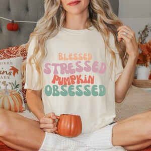 Comfort Colors &#39;Blessed, Stressed, Pumpkin, Obsessed&#39; Tee