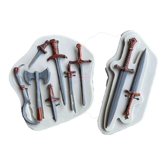 Sword Axe Silicone Resin Mold, DIY Pastry Cake Fondant Moulds, Chocolate Lace Decoration