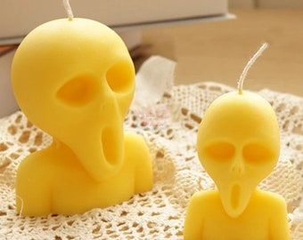 Bougeoir Alien Mold, Moule en silicone tête fantôme, moule à bougie crâne, bougies parfumées faites à la main, décor d’Halloween