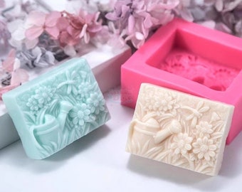 Square Soap Bar Mold Silicone, Lotion Bar Mould, Handmade Flowers Soap Making Tool