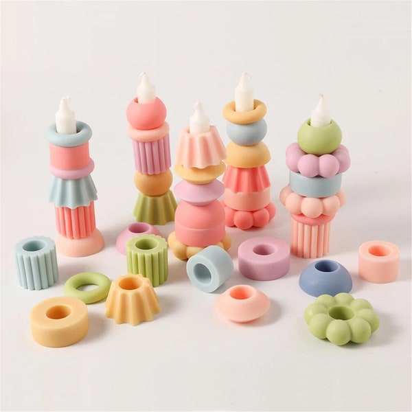 Stackable Candle Mold Handmade Silicone Mould for 2.2cm Taper Candles DIY Candle Making Supplies Christmas Gift
