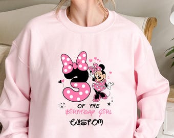 Custom Minnie Mouse Birthday Girl Sweatshirt, Disney Trip Shirt
