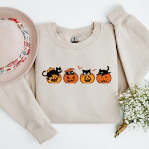 Black Cats  Sweatshirt and Hoodie,   Pumpkin Shirt, Halloween Crewneck Sweatshirt, Halloween Sweater, Spooky Season