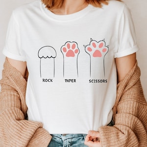 Rock Paper Scissors Shirt - Rock Paper Scissors Tshirt - Funny Cat Shirt - Game Shirt - Cat Paws - Scissors Tee - Rock Paper Shirt-Cat Shirt