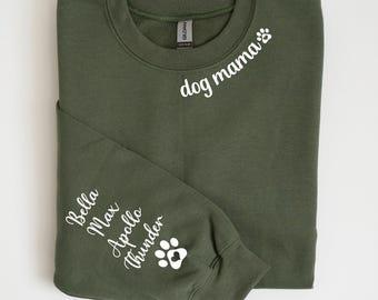 Personalized Pet Name Sweatshirt: Dog Mom Crewneck, Custom Collar Design