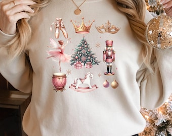 Nutcracker Ballet Sweatshirt: Girly Christmas Coquette Tee