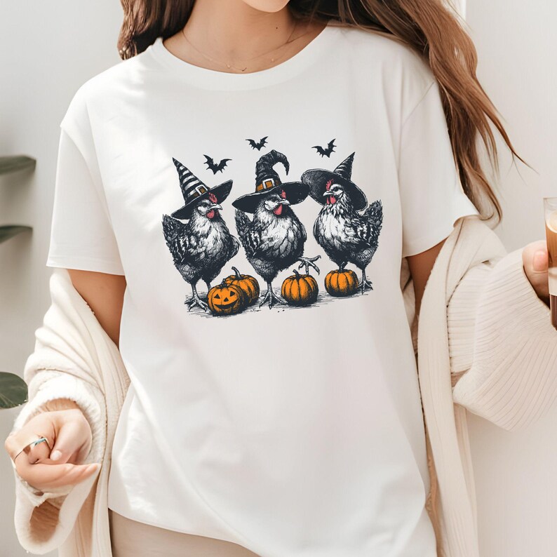 halloween theme witches chicken shirt