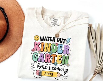 Personalized Kindergarten Shirt, Watch Out Here I Come Back to School Tee