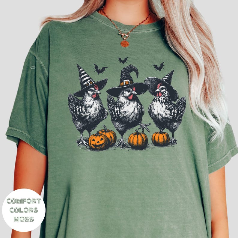 halloween theme witches chicken shirt