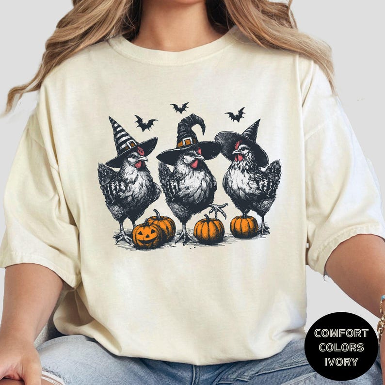 halloween theme witches chicken shirt
