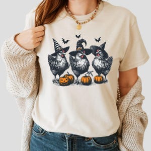halloween theme witches chicken shirt