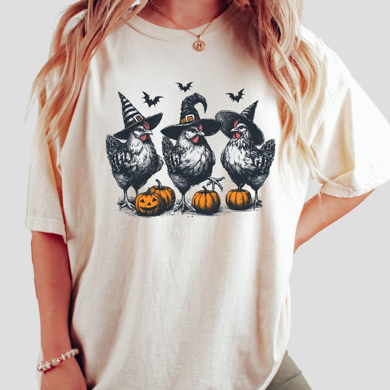 halloween theme witches chicken shirt