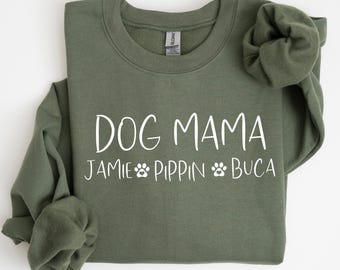 Custom Dog Mom Sweatshirt with Pet Name: Personalized Dog Hoodie Gift
