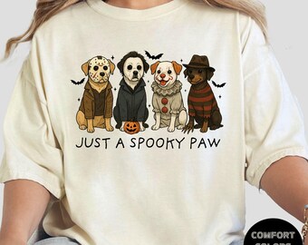 Halloween Dog T Shirt Funny Dog Lovers Retro Fall Tee