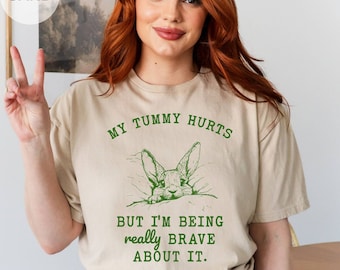 My Tummy Hurts Rabbit Shirt: Retro 90s Comfort Colors Tee