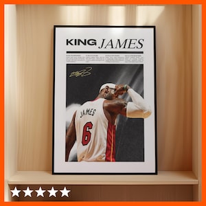 Cartaz inspirado em Lebron James, Cartaz inspirado em jornal, Cartaz inspirado em revista, Cartaz do Miami Heat, Cartaz de basquete, Cartaz esportivo