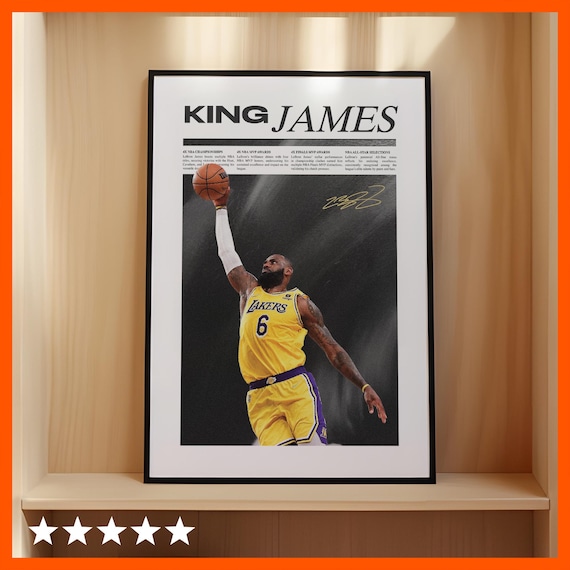 Lebron James Lakers Newspaper Poster: Basketball Sports Art