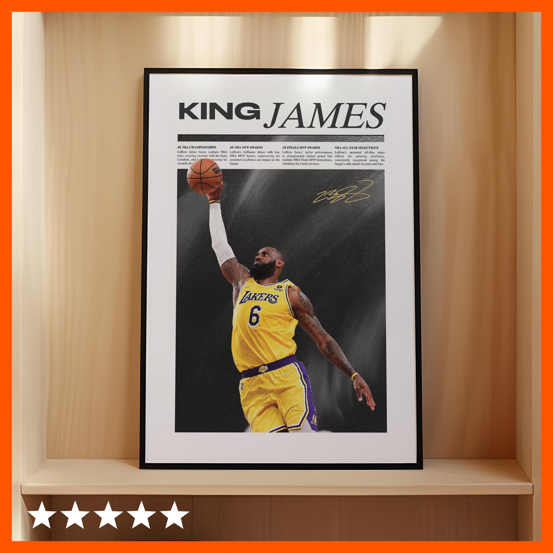 Lebron James Lakers Newspaper Poster: Basketball Sports Art