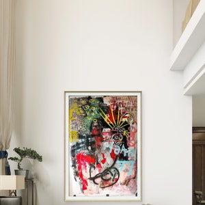 Passando al passato - Pittura a tecnica mista su poster pubblicitario recuperato dall'artista BILL L47 - SENZA CORNICE 36"X78.5"