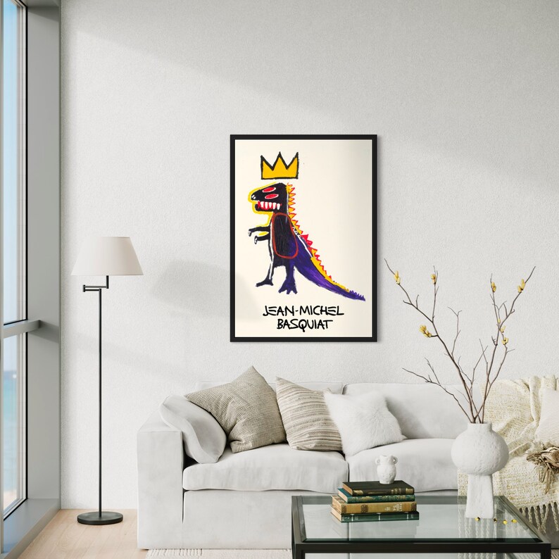 Framed Jean Michel Basquiat 1982, Poster Basquiat, Dino Print, Dinosaur