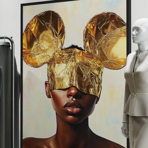 Gold Afro Woman Canvas Print: Modern Black Art Decor