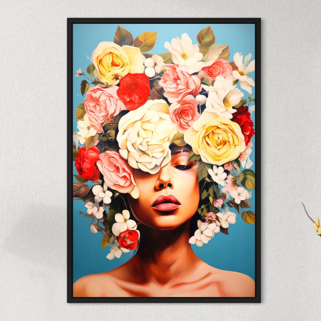 Woman With Flower Head Canvas Print, Woman With Flower Head Canvas