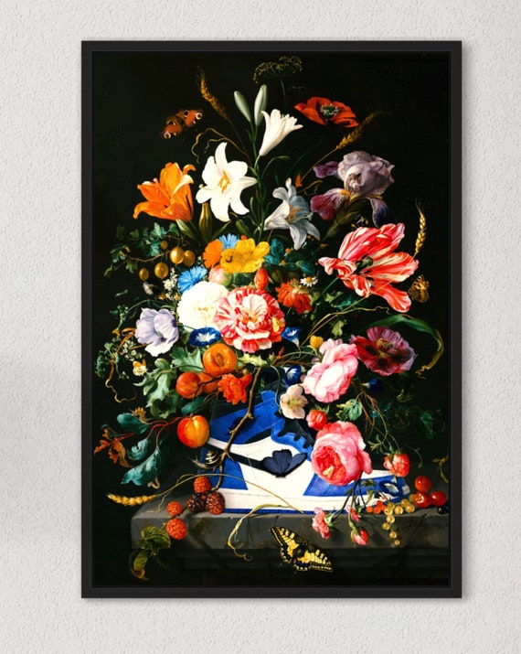 Off White Air Jordan 1 Sneaker Art Print Nike Poster Shoe Lover Wall Art 60x40 Art Shoes and Flower Art Flowers Art Trainer Gift Etsy
