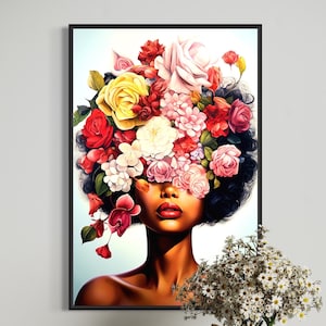 Framed Floral Woman Canvas Print: Elegant Wall Art