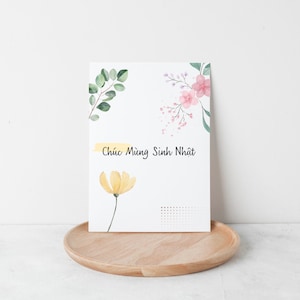 Cartão de aniversário de Chuc Mung Sinh Nhat, cartão de aniversário, cartão de aniversário vietnamita, presente do Vietnã, cartão de felicitações vietnamita