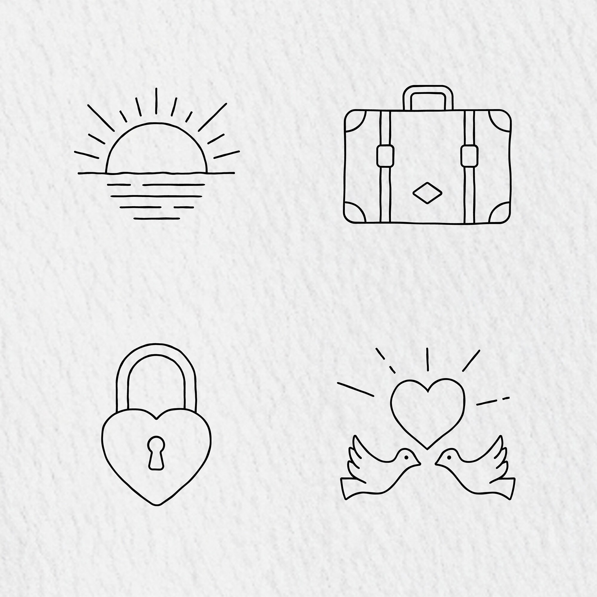 Hand Drawn Wedding Icons Set - 33 PNG & Editable SVG Graphics for ...
