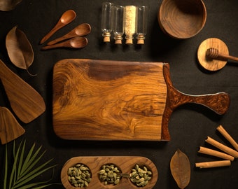 Handcrafted Wooden cutting board teak Wood Chopping board | Thick Wooden Kitchen Chopping Board for Meat, Cheese and Vegetables