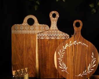 Handgemaakte houten snijplank teakhouten snijplank | Dikke houten keukensnijplank voor vlees, kaas en groenten