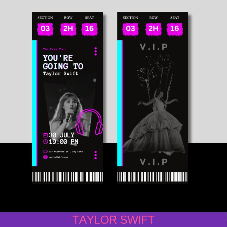 Taylor Swift: 'the Eras Tour' Premium Editable Concert Ticket Template ...