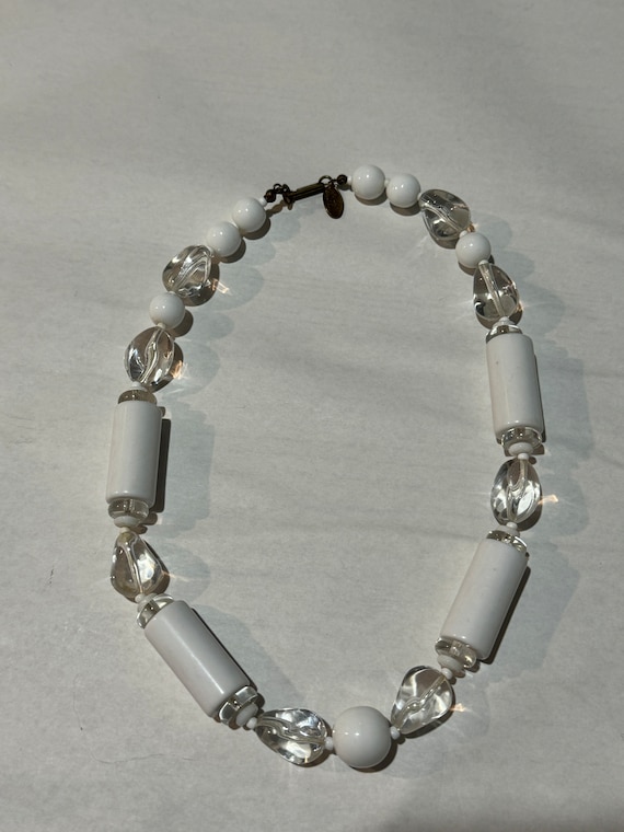 Signed Miriam Haskell Milk White Bead vintage nec… - image 4