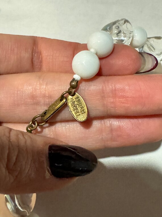 Signed Miriam Haskell Milk White Bead vintage nec… - image 2