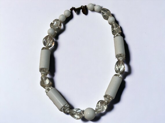 Signed Miriam Haskell Milk White Bead vintage nec… - image 1