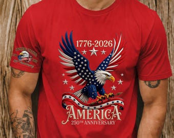 America’s 250th Anniversary Shirt, 1776-2026 USA Flag Shirt, Patriotic Sleeve Detail Tee, 4th of July Independence Day Shirt