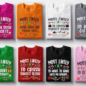 Matching Family Christmas Shirts: &quot;Most Likely To&quot; Group Tees