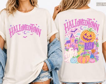 Halloweentown Est 1998 Shirt, Pink Halloween Pumpkin Shirt, Cute Ghost Spooky Season Tee,Retro Vintage Halloween Graphic Tee, Halloween Gift