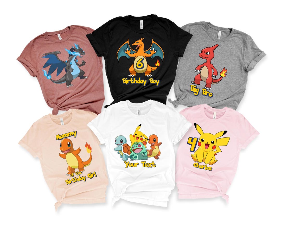 Pokemon Shirt, Go Birthday Party Shirt, Retro Family Tee, Gift for Kids, Pokémon Matching 