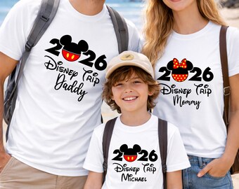 Disney 2026 Family Vacation Shirts,Custom Disney Trip Tees,Personalized Trip Shirts, Mickey Minnie Tee, Disney World Family Matching Shirts,