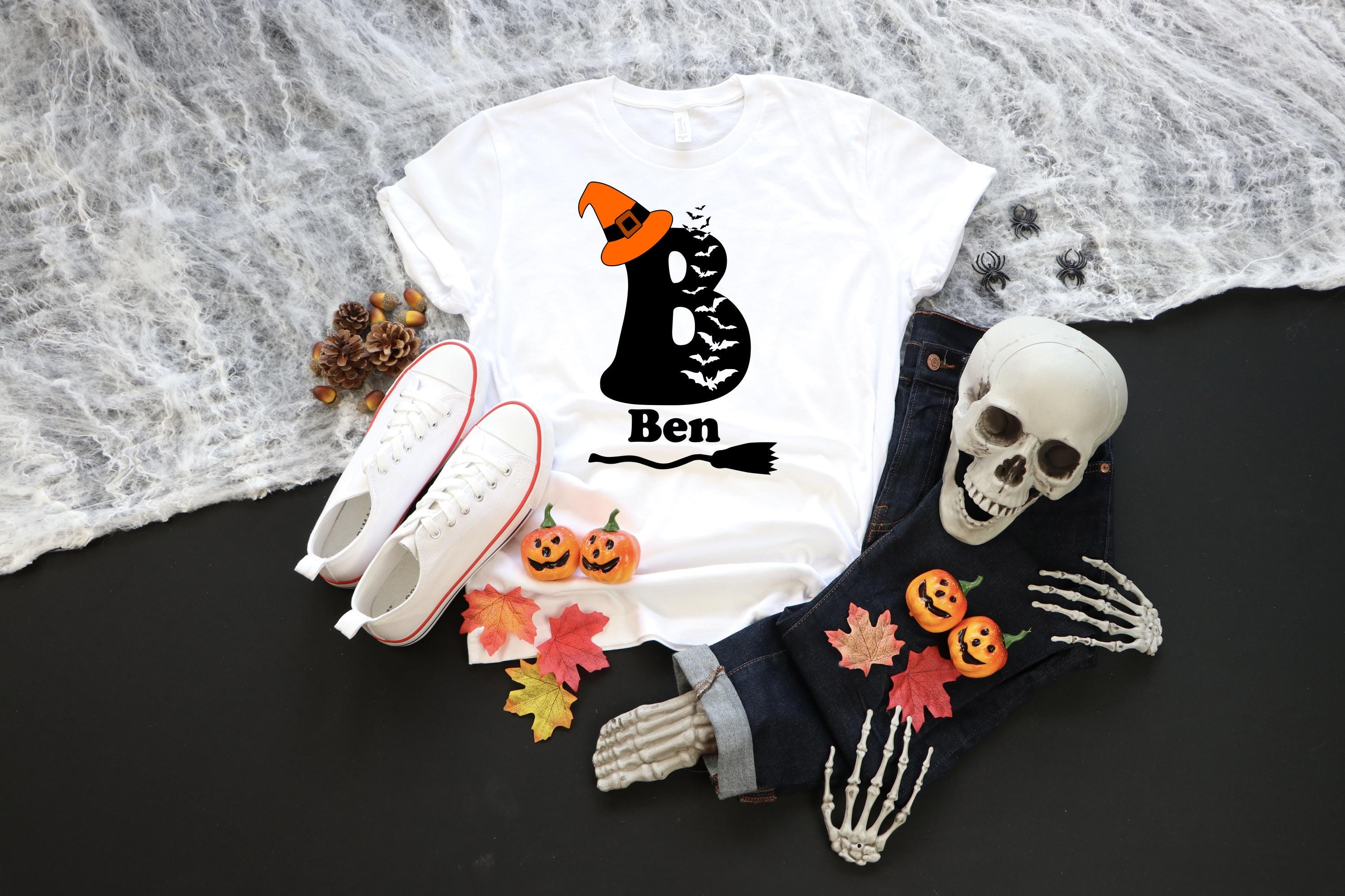 Alphabet Halloween Name T-Shirt, Custom Halloween Group Tshirts, Personalized Spooky Family Matching Shirts, Personalized Halloween  Shirt