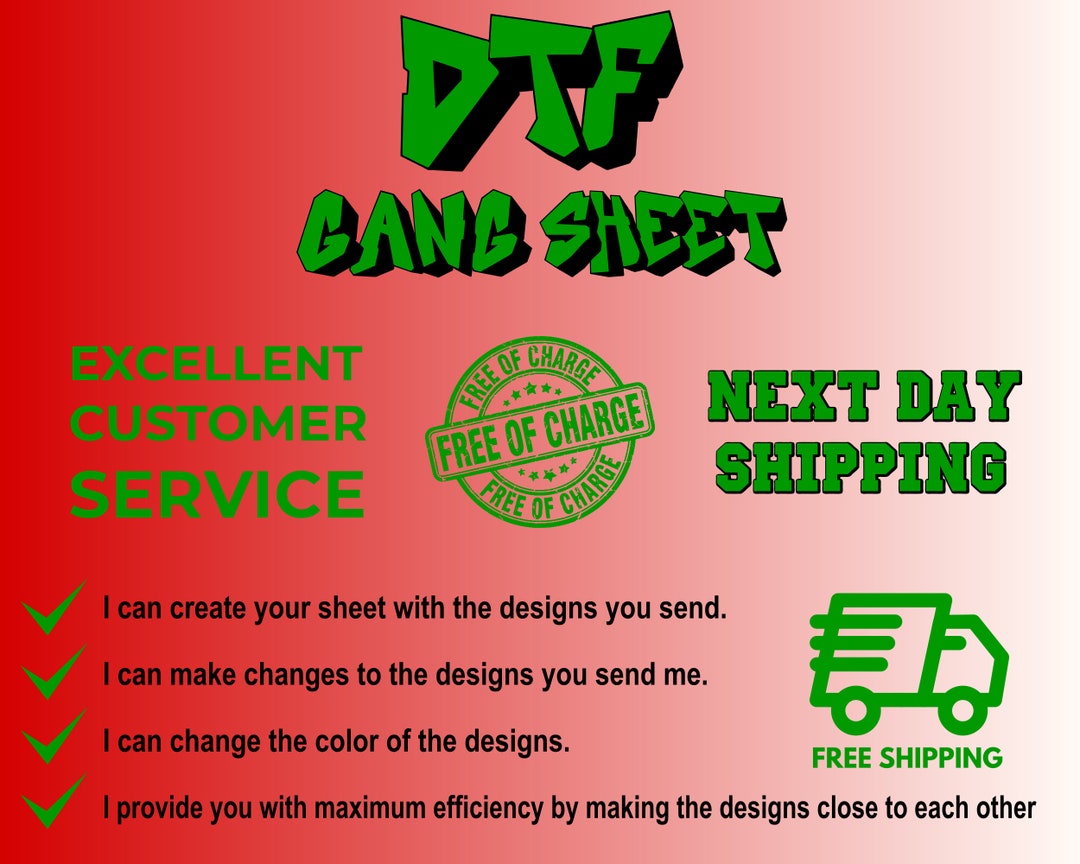 Bulk Gang Sheet, Full Color Custom DTF Transfers, Ready to Press,gang ...