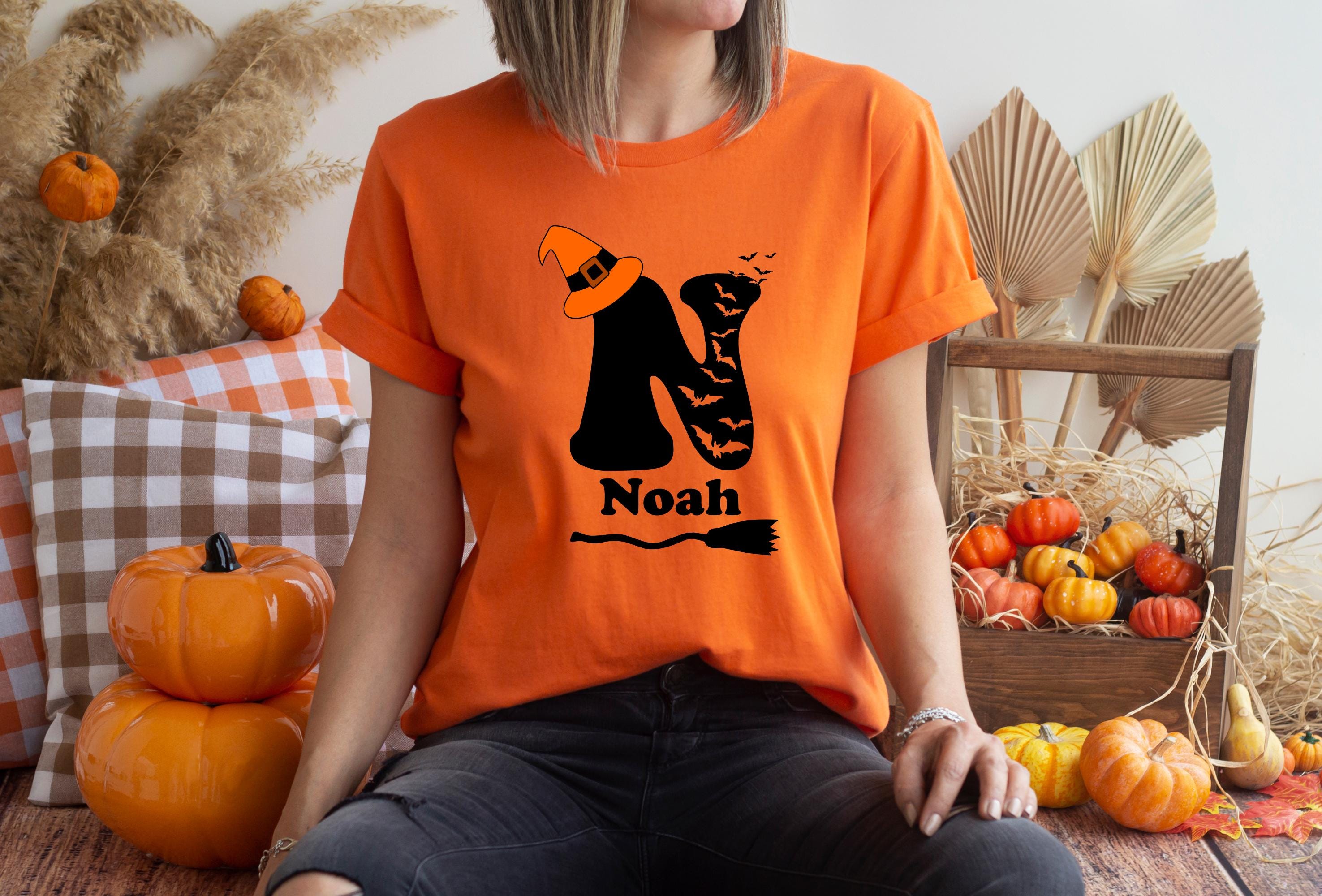 Alphabet Halloween Name T-Shirt, Custom Halloween Group Tshirts, Personalized Spooky Family Matching Shirts, Personalized Halloween  Shirt